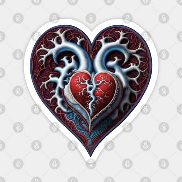 Deadhead Heart Embroidered Patch Magnet by Xie