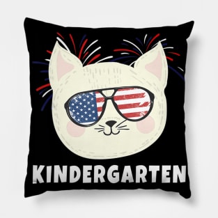 Kindergarten Cat USA Flag T Shirt Funny Back To School Pillow