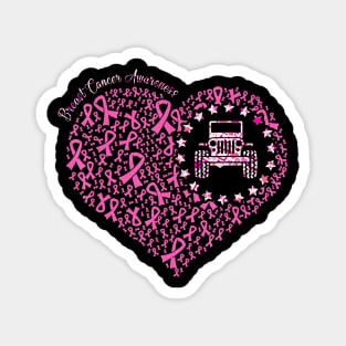 Breast cancer awareness jeeps heart Magnet