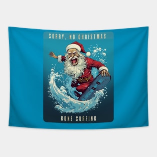 Santa Gone Surfing Tapestry