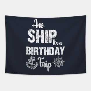 Aw Ship It's A Trip Family Cruise Vintage Tapestry