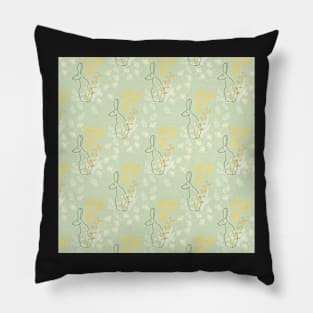 Hare hiding sage green Pillow