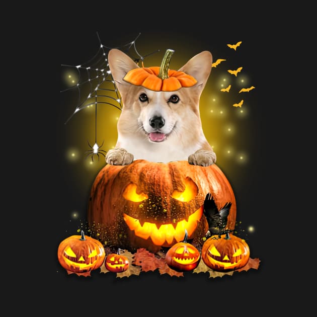 CorgiSpooky Halloween Pumpkin Dog Head Gift by Los Draws