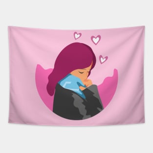 Girl in Love vector Tapestry