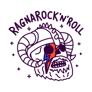 Ragnarock 'n' Roll - lightning bolt on Viking helmet skull T-Shirt