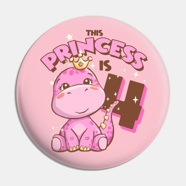 This Princess is 4 Girls 4th Birthday Pink Dinosaur Party Pin by Irene Koh Studio