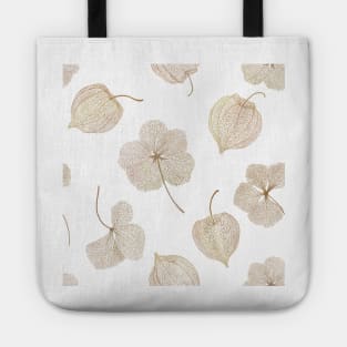 Physalis dry flowers watercolor print. Golden berry leaf structure. Cape gooseberry elegant floral print Tote