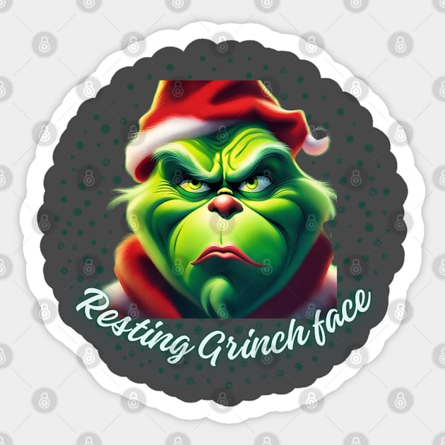 Resting Grinch Face - Grinch - Sticker