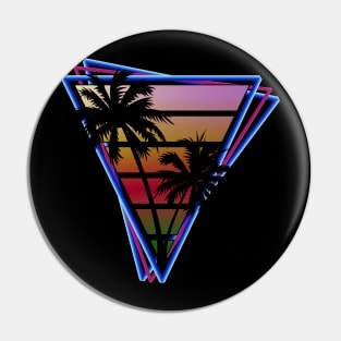 Synthwave style palm tree sunset rust Pin