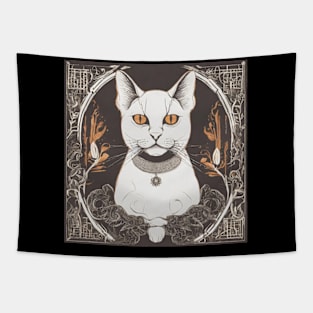 portrait of a white cat Tapestry