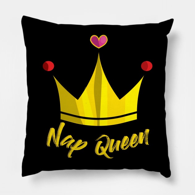 Nap Queen, girls and Women, Cute Funny Pillow by wirefox