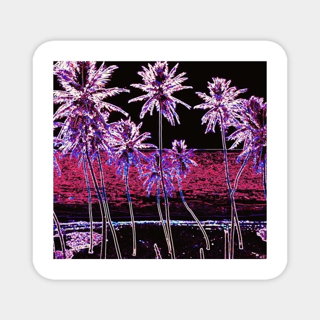 Neon Palm Trees Magnet by Mihadom