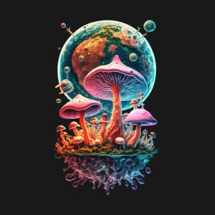 Magic Mushroom Psychedelic Retro Style Shrooms Design T-Shirt