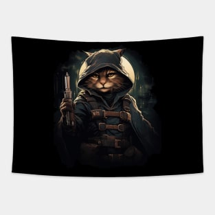 Hooded Cat rogue RPG Tapestry