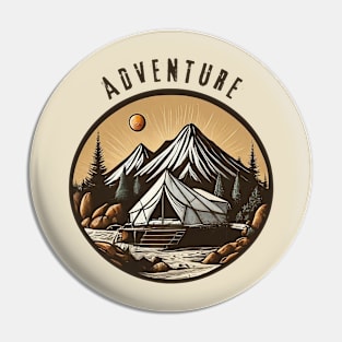 Adventure Awaits Mountain Tent Scenic T-Shirt Pin