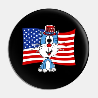 4th July Cat American Flag Pin