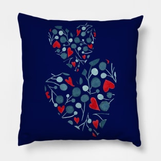 Watercolor hand-painted leaves hearts composition Pillow