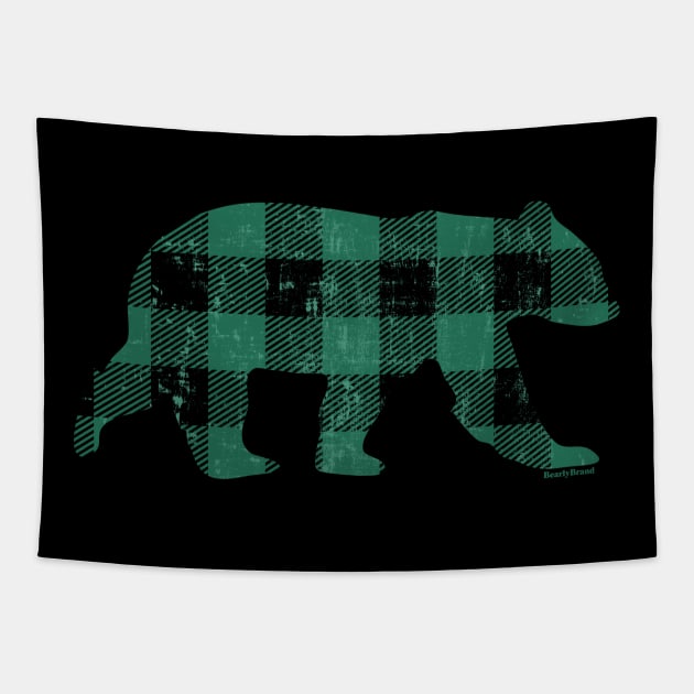 Green Buffalo Check Flannel Vintage Gay Bear | BearlyBrand Tapestry by The Bearly Brand