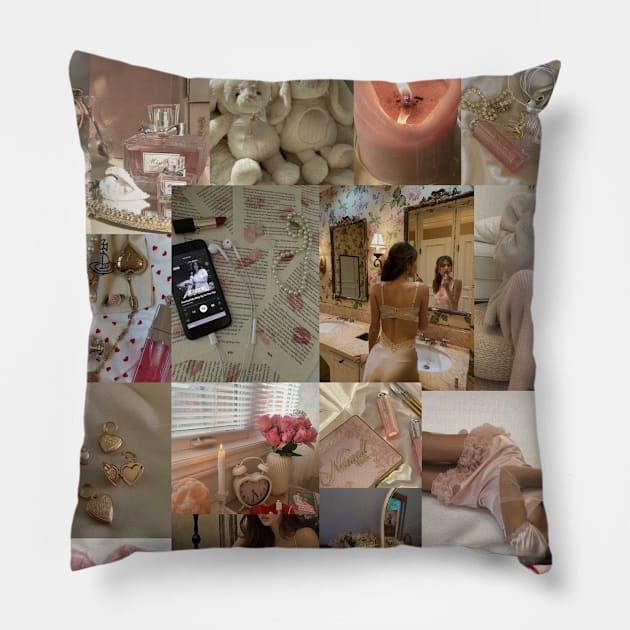 coquette aesthetic collage Pillow by morgananjos