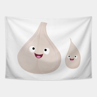 Cute garlic cartoon vegetable illustration Tapestry