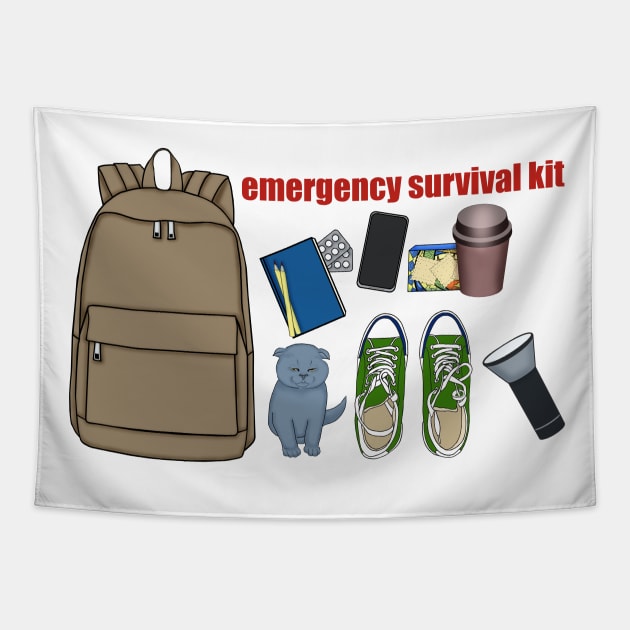 Emergency survival kit Tapestry by KateQR