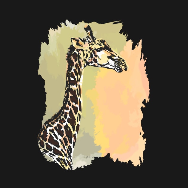 Giraffe Line & Wash Watercolor Painting for Giraffe Fans by scotch