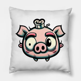 Crazy cartoon oink Pillow