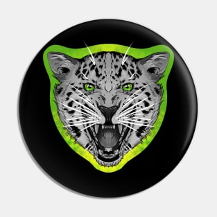 illustrated Jaguar PRIDE series eye colour trim, grey scale animal Pin