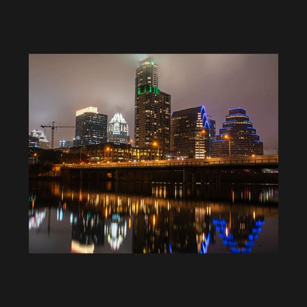 Colorado River Austin Skyline Reflection Austin TX Texas by WayneOxfordPh