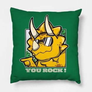 Cool Cheeky Triceratops - You Rock! Pillow