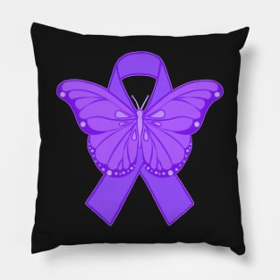 Purple Butterfly Awareness Ribbon Pillow