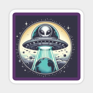 Grey Aliens in a UFO Magnet