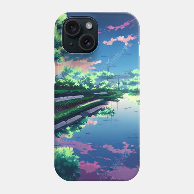 Anime Style Landscape Phone Case by AI-Horizon 