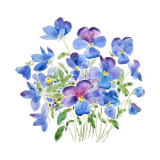 purple pansies watercolor T-Shirt