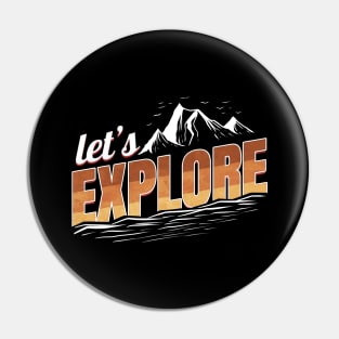 Logo Let's Explore On Camping Pin