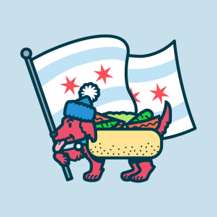 Chicago Dog with Flag T-Shirt
