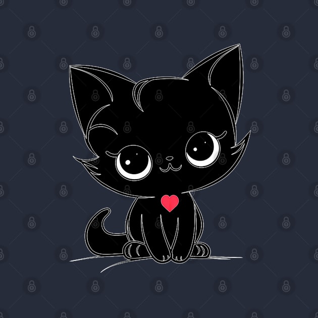 Black kitten, red heart by NATLEX