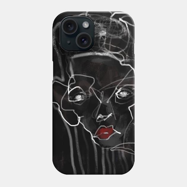 Line Art Face Phone Case by Arpya