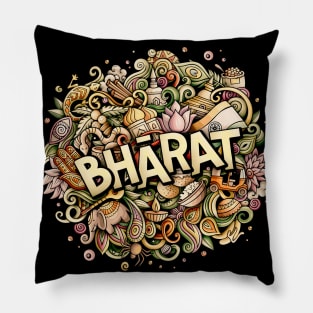 Bharat Love - Bharat All Together - Indian Cultural Symbols Pillow