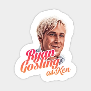 Barbie movie 2023 Ryan Gosling as Ken graphic illustration design by ironpalette Magnet