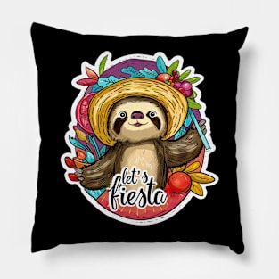 Sloth cinco de mayo let's fiesta Pillow