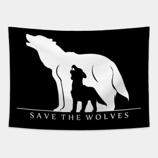 Save the Wolves (Black) Tapestry