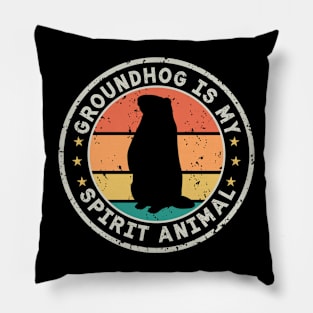 Groundhog is My Spirit Animal Vintage | Funny Groundhog Admirer Pillow