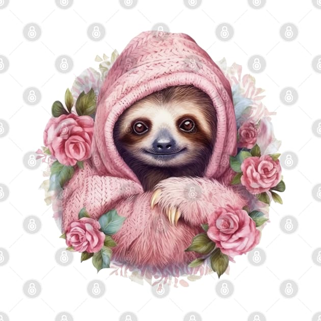 Pink Christmas Sloth by Chromatic Fusion Studio