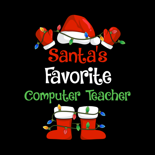 Santa's Favorite Computer Teacher Funny Christmas Pajamas by cloverbozic2259lda