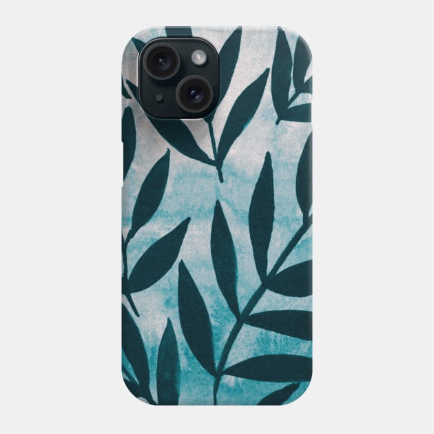 Black branches - blue and beige background Phone Case by wackapacka