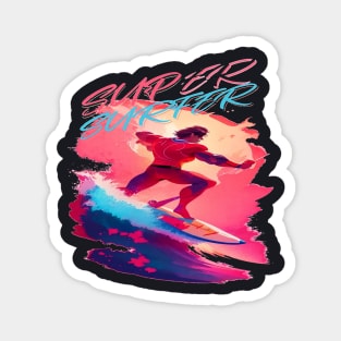 Super Surfer, Hello Summer Funny Surfer Riding Surf Surfing Lover Gifts Magnet