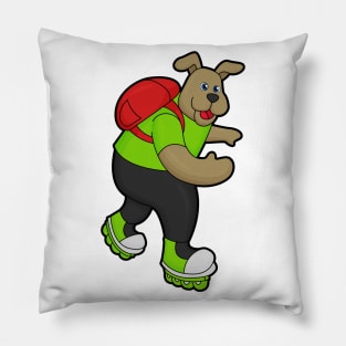Dog as Skater with Inline skates & Backpack Pillow