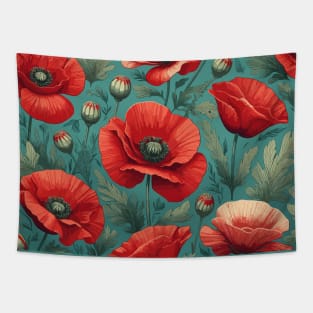 Red Poppy Flower Tapestry