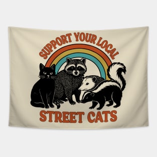 Support Your Local Street Cats – Vintage Rainbow Animal Rescue Tapestry